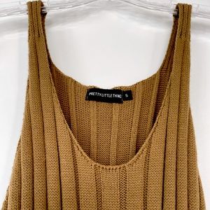 PrettyLittleThing Camel Ribbed Knitted Maxi Dress